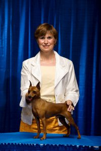 woman at dog confirmation